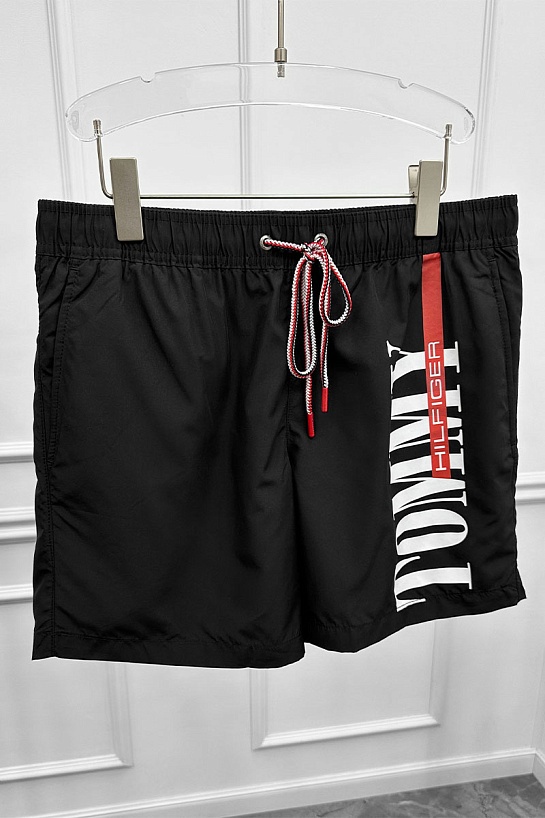 Мужские чёрные шорты Tommy Hilfiger logo-print