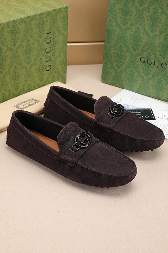 Мужские замшевые мокасины Gucci Interlocking G