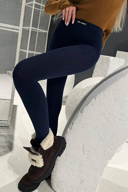 Женские кашемировые колготы MIU MIU синего цвета