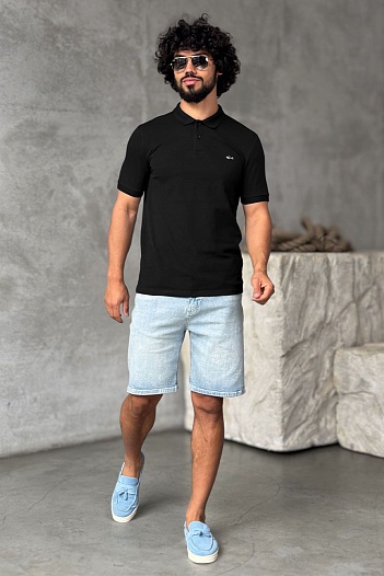 Чёрное поло Paul & Shark logo-embroidered   