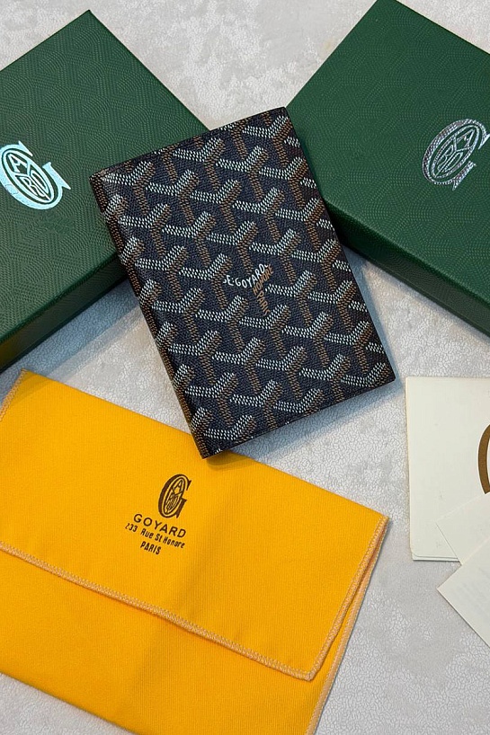 Кожаная обложка для паспорта Goyard Grenelle premium 14x10 см