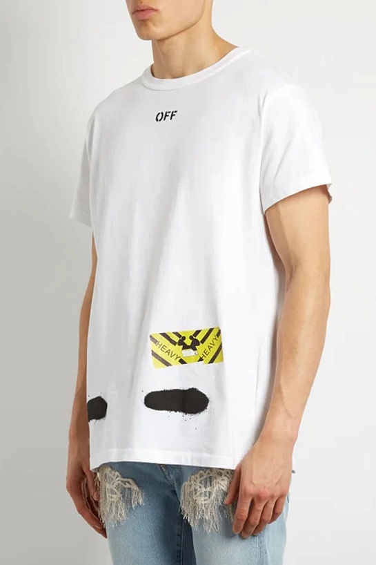 Белая оверсайз футболка Off-White Heavy diag spray