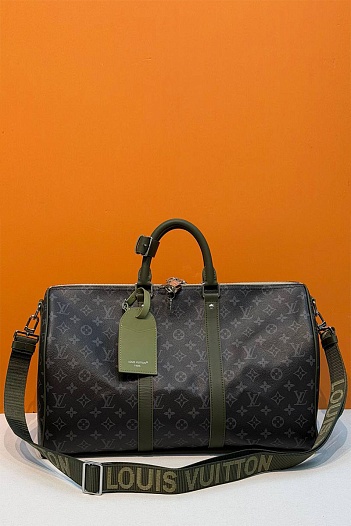 Кожаная дорожная сумка Louis Vuitton Keepall Bandouliere premium 50x28x22 см   