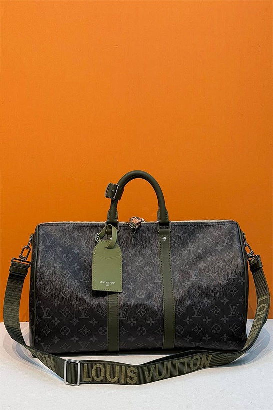 Кожаная дорожная сумка Louis Vuitton Keepall Bandouliere premium 50x28x22 см
