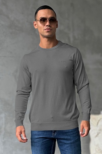 Джемпер серого цвета Hugo Boss logo-embroidered   