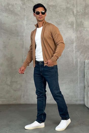 Кофта на молнии Tommy Hilfiger flag embroidery - Brown   