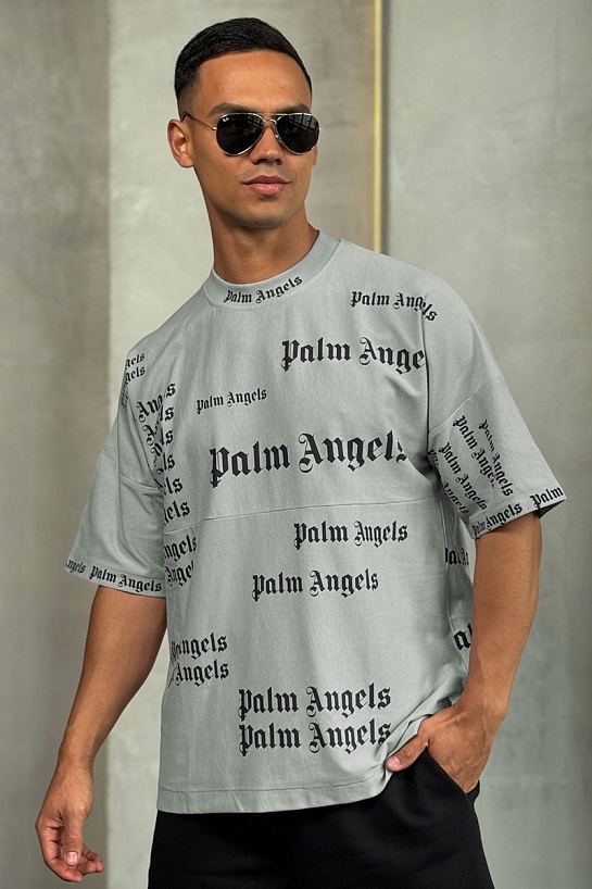 Серая оверсайз футболка Palm Angels Ultra Logo