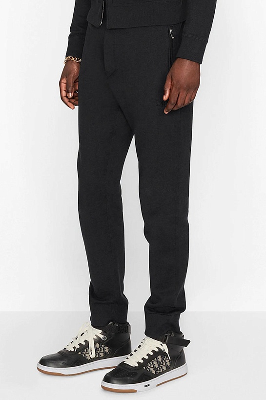 Чёрные мужские штаны Dior Oblique logo-embroidered