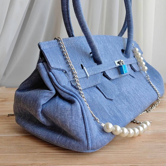 Женская джинсовая сумка Hermes Birkin 40x21 см (2 расцветки)