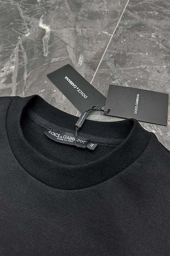 Чёрный оверсайз свитшот Dolce & Gabbana logo-plaque