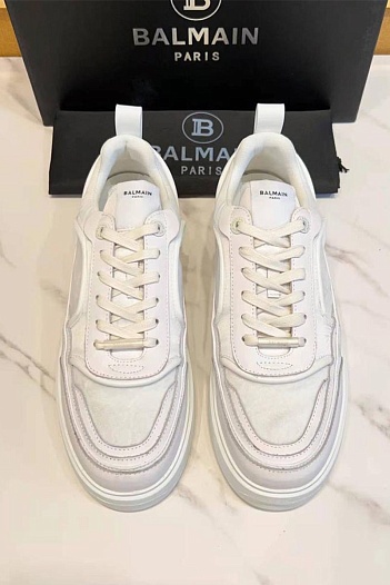 Комбинированные кроссовки Balmain белого цвета   