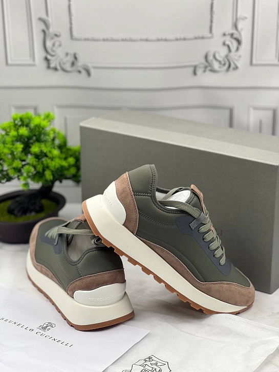 Мужские комбинированные кроссовки Brunello Cucinelli