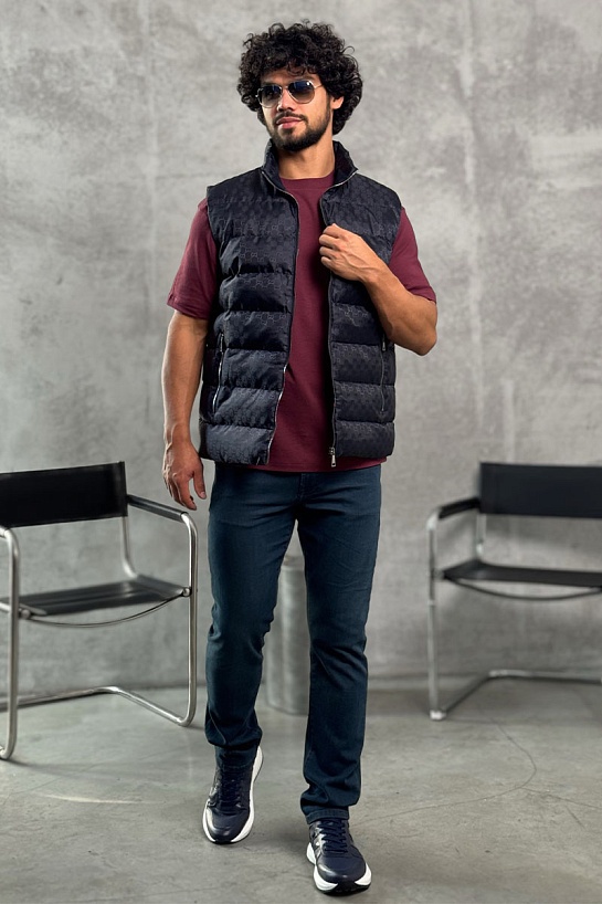 Мужской темно-синий жилет Gucci GG monogram