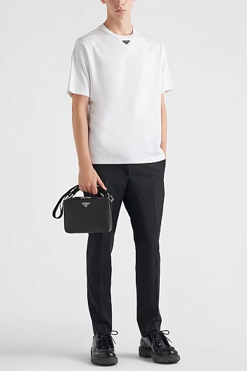 Мужская футболка Prada logo-plaque - White   