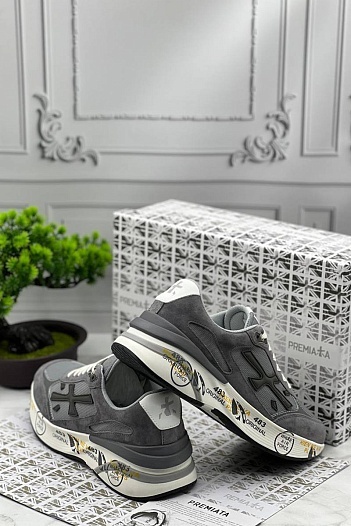 Мужские замшевые кроссовки Premiata Moe Run - Grey   