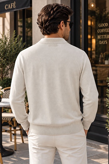 Поло с длинным рукавом Loro Piana premium - Beige   