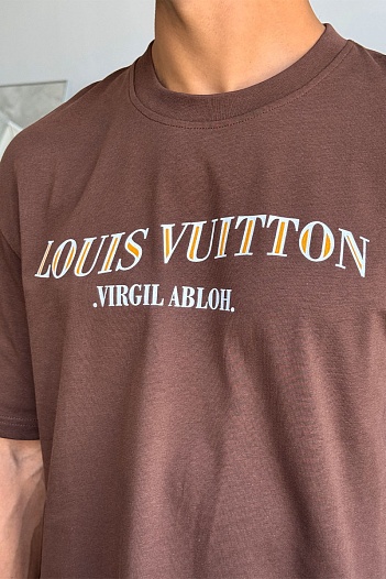 Коричневая оверсайз футболка Louis Vuitton Virgil Abloh   