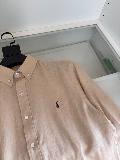 Льняная рубашка Polo Ralph Lauren pony-embroidered - Beige   