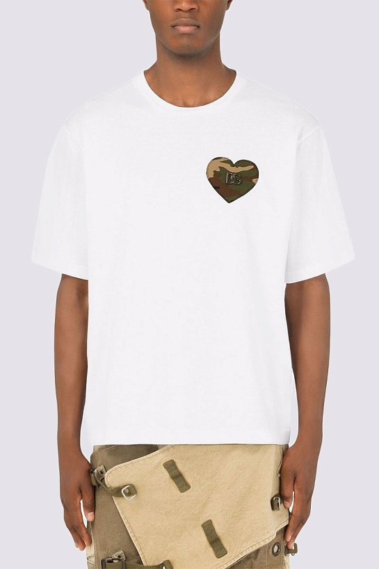 Белая мужская футболка Dolce&Gabbana camouflage heart