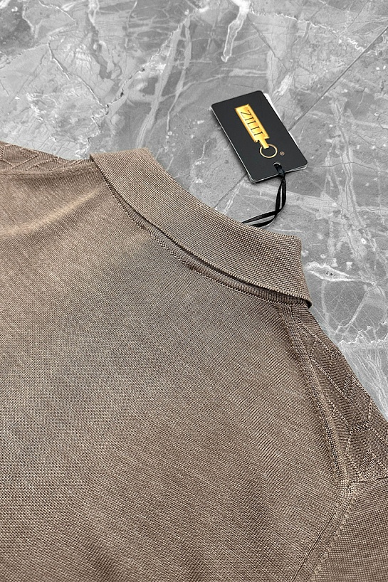 Поло с длинным рукавом Zilli zip-up - Beige