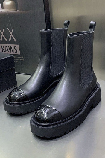 Женские кожаные сапоги Chanel Cruise premium - Black   