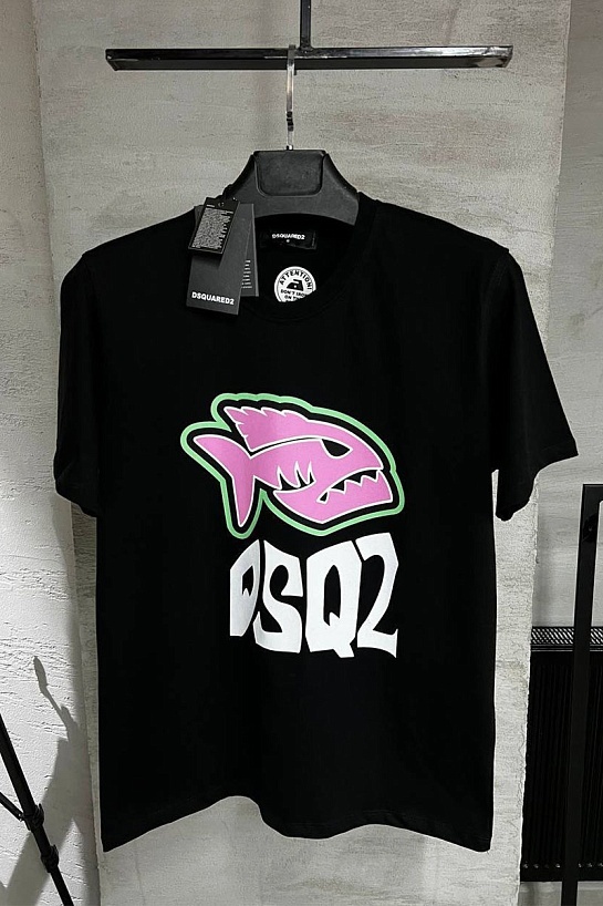Чёрная футболка Dsquared2 Piranha graphic print