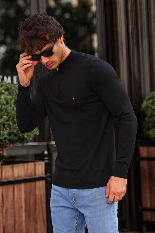 Мужской чёрный джемпер Tommy Hilfiger zip-up