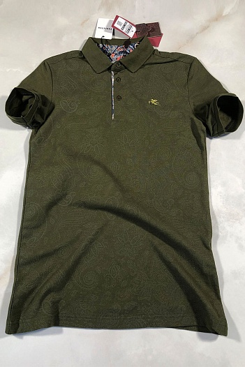 Тёмно-зелёное мужское поло Etro embroidered-logo   