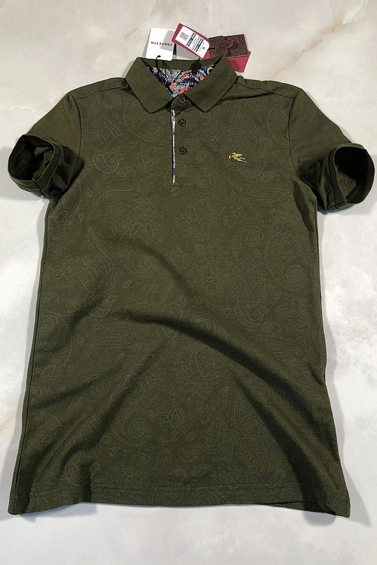 Тёмно-зелёное мужское поло Etro embroidered-logo
