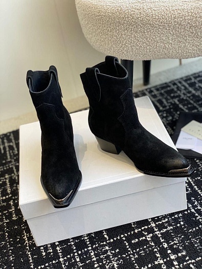 Женские замшевые сапоги Celine premium - Black   