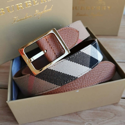 Кожаный ремень Burberry - ширина 3 см, длина 80 / 85 см   