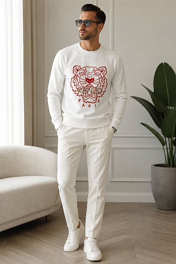 Белый мужской свитшот Kenzo Tiger Head embroidered   