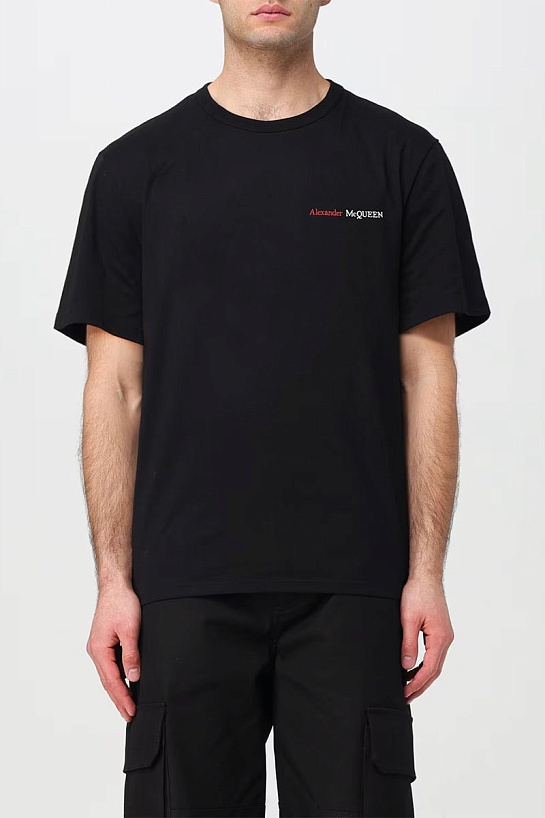 Мужская оверсайз футболка Alexander McQueen чёрного цвета