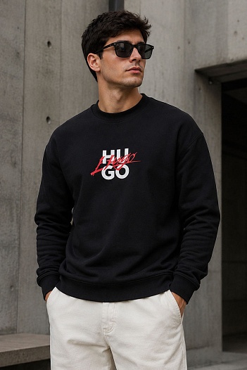 Мужской чёрный свитшот Hugo Boss Dlogonty   
