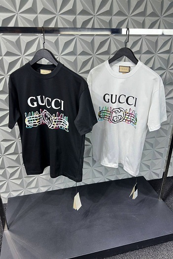 Чёрная оверсайз футболка Gucci Double G   