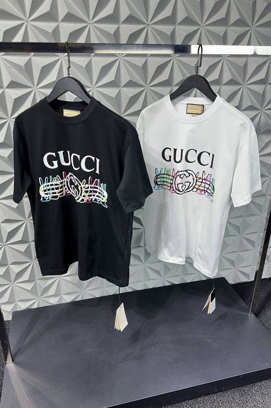 Чёрная оверсайз футболка Gucci Double G