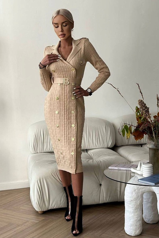 Женское бандажное платье с ремнем Balmain