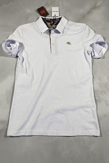 Белое мужское поло Etro embroidered-logo   