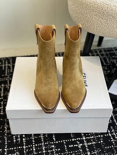 Женские замшевые сапоги Celine premium - Beige   