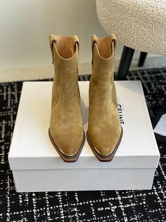 Женские замшевые сапоги Celine premium - Beige