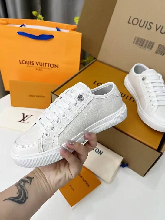 Женские комбинированные кеды Louis Vuitton Premium - White