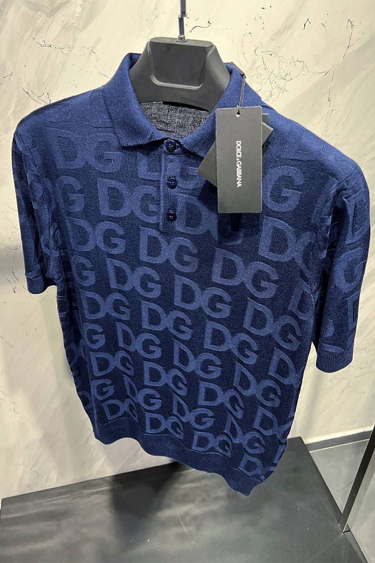 Классическое мужское поло Dolce&Gabbana тёмно-синего цвета