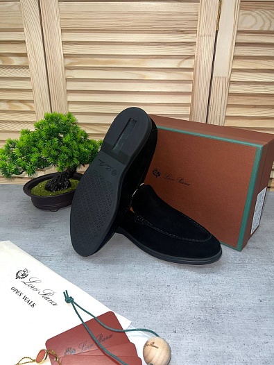 Замшевые лоферы Loro Piana Summer Walk - Black   