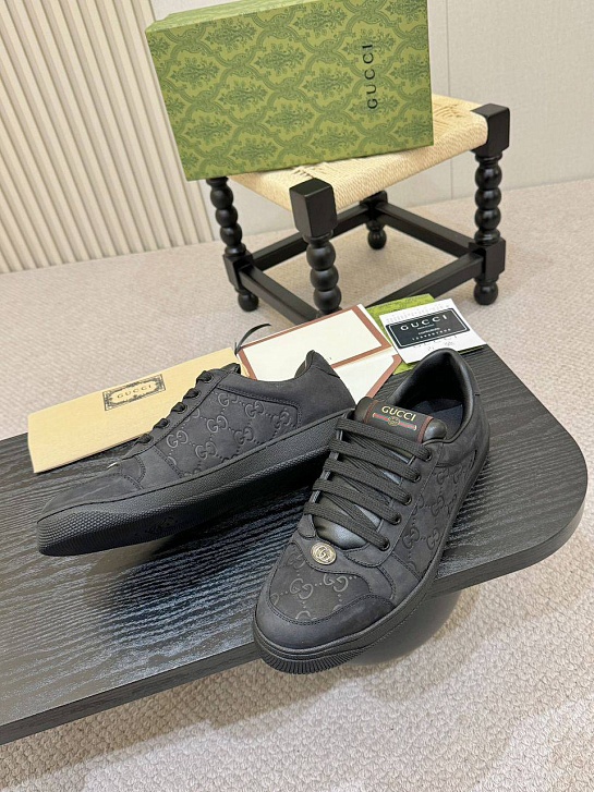 Кожаные кроссовки Gucci GG Screener - Black