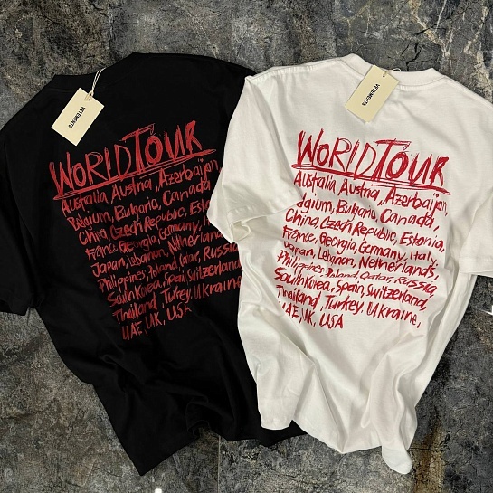 Фиолетовая оверсайз футболка Vetements world tour