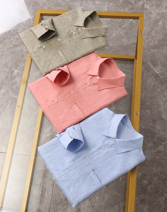 Льняная рубашка цвета хаки Kiton premium