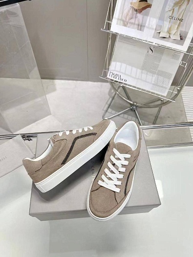 Женские замшевые кроссовки Brunello Cucinelli Premium - Brown / Black   