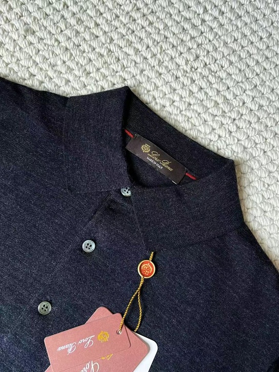 Поло с длинным рукавом Loro Piana Premium - Black Flower Gray