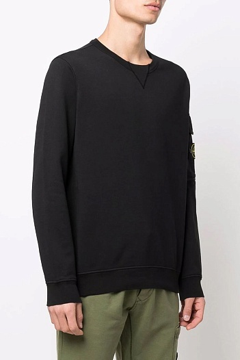 Чёрный свитшот Stone Island compass-patch crewneck   