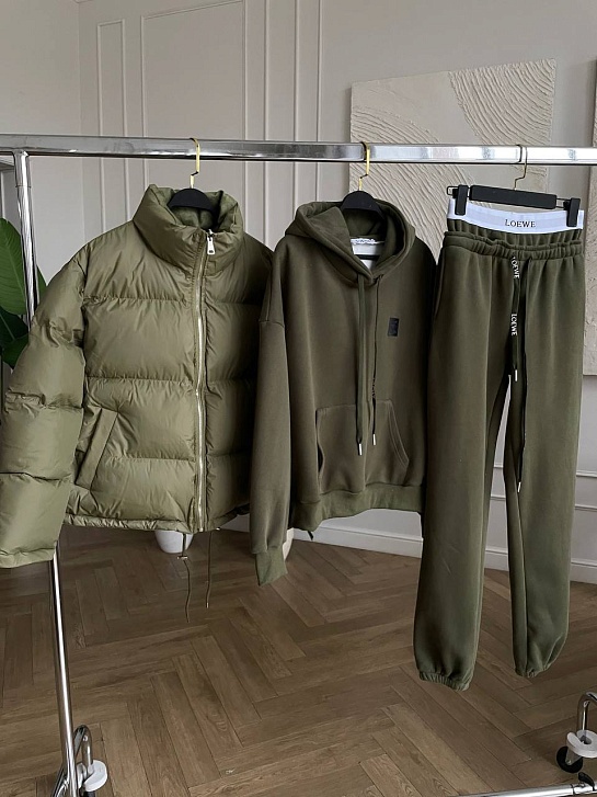 Женский костюм тройка на флисе Loewe Premium - Green